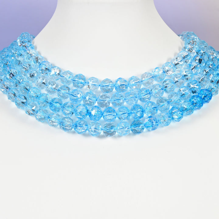 Blue glass beads, faceted round, 10mm