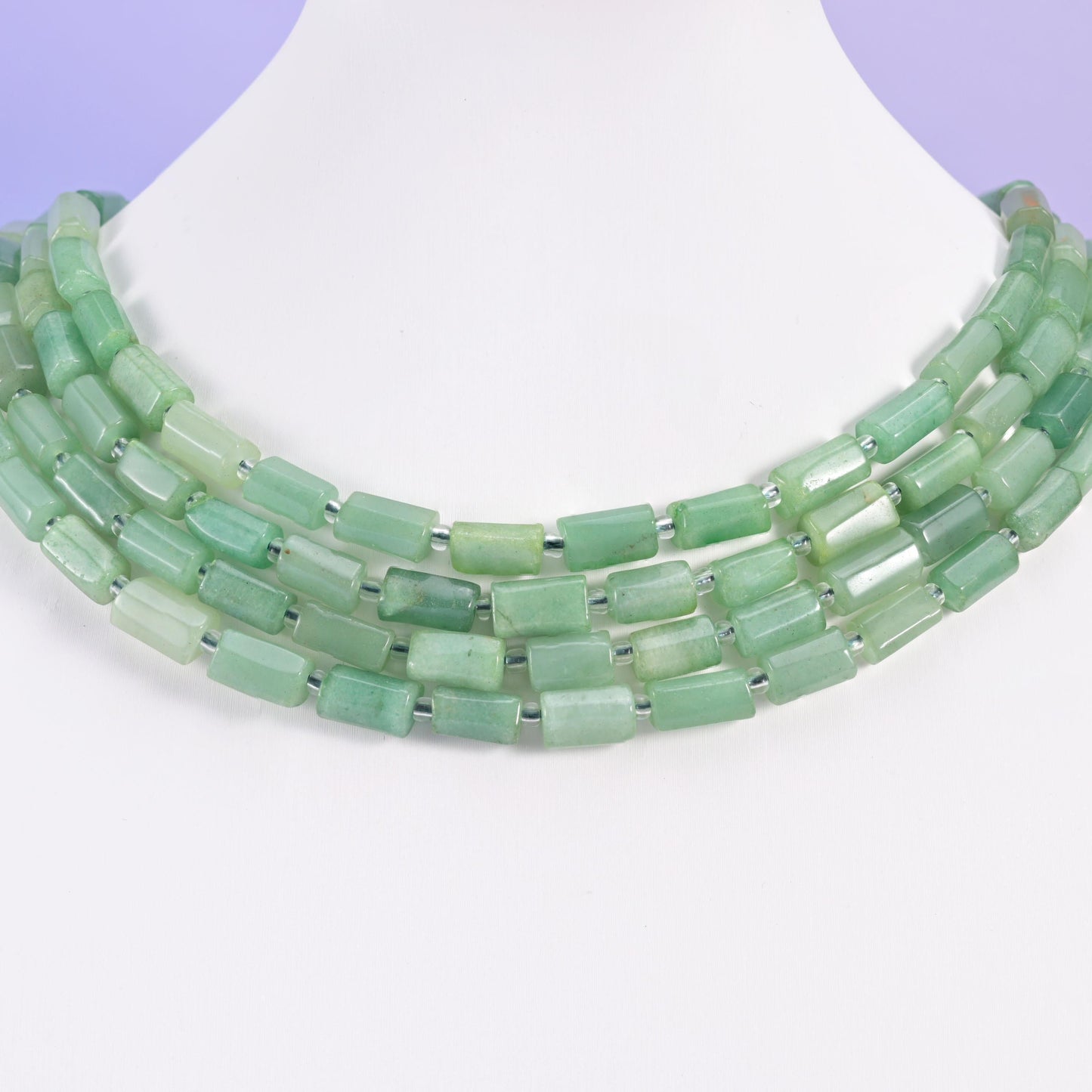 Green Aventurine beads, faceted tube, 12x8mm