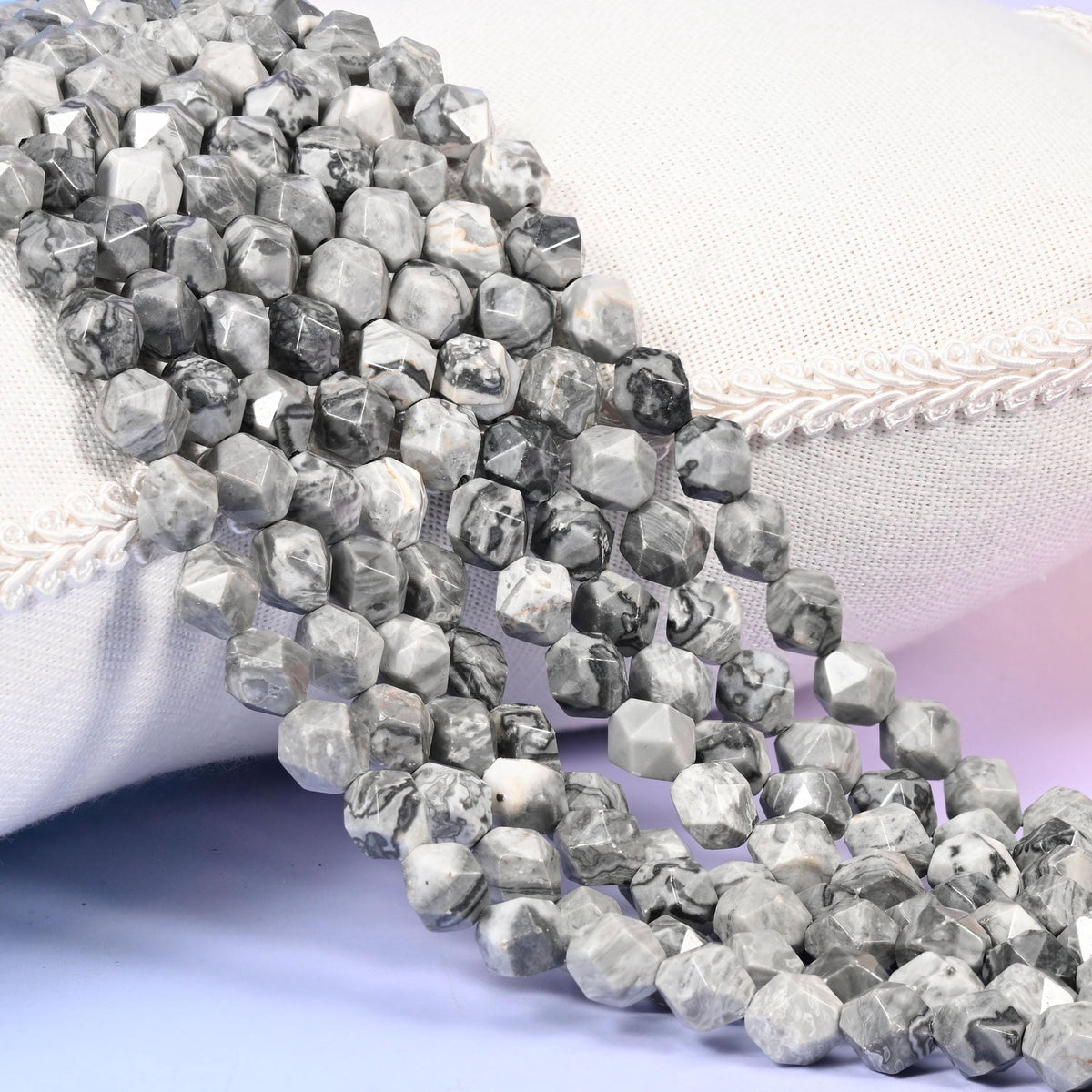 Map Jasper Faceted Diamond Star Cut Beads for jewelry making