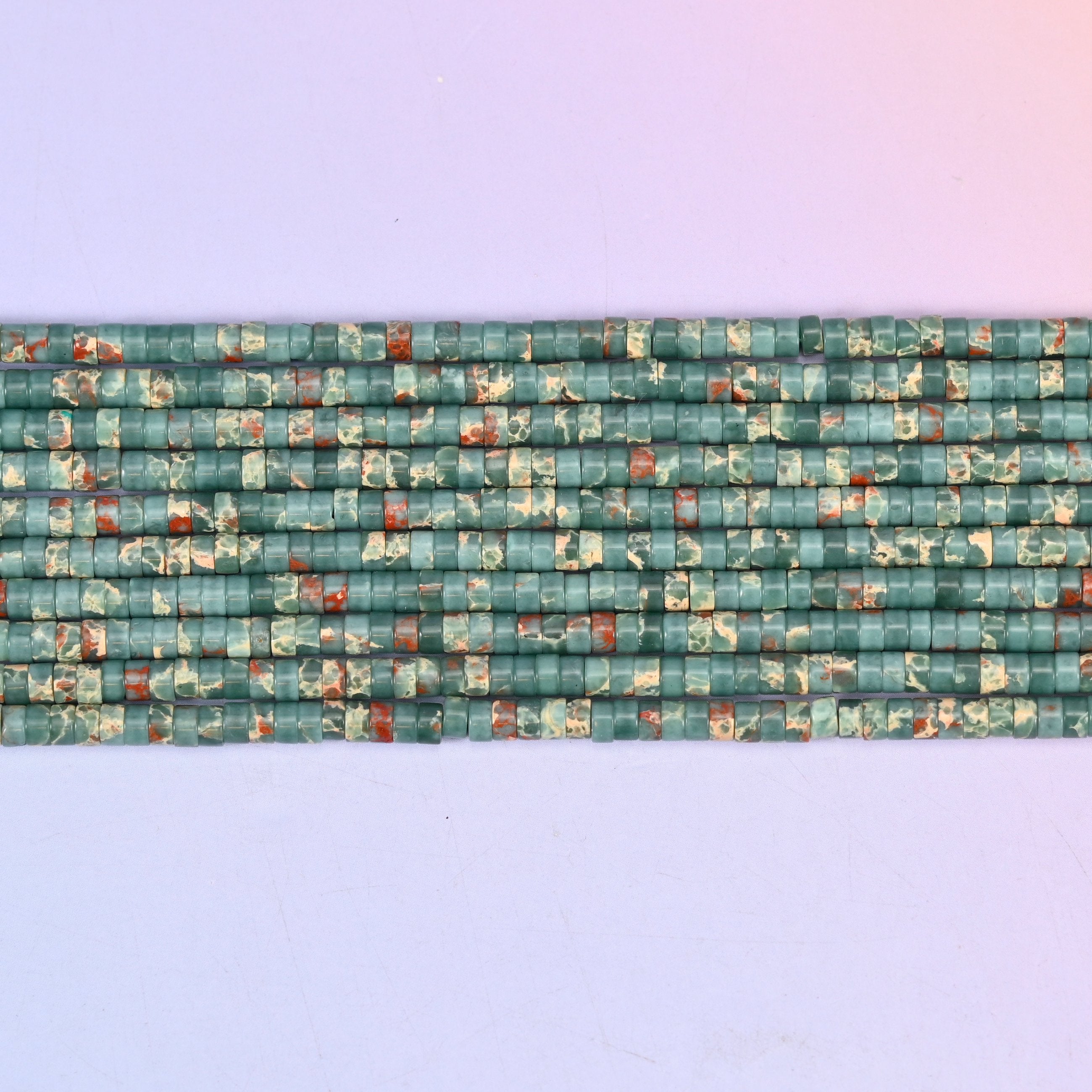 Blue Sea Sediment Imperial Jasper Smooth Heishi Disc Beads: Jewelry Making Supply, 15.5 Inch Strand
