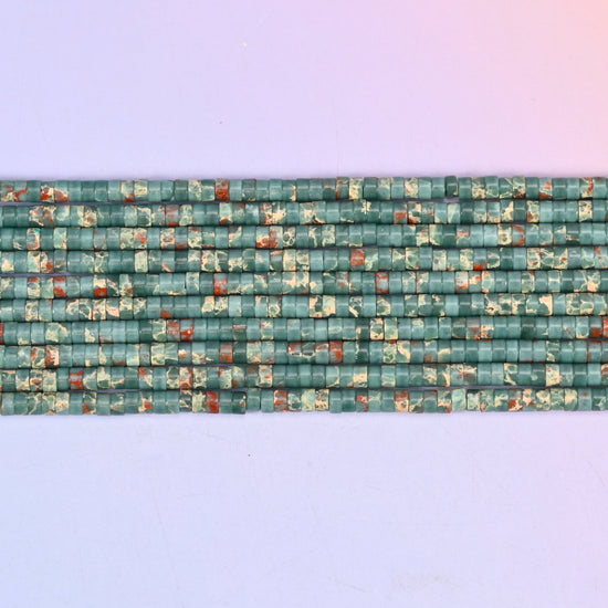 Blue Sea Sediment Imperial Jasper Smooth Heishi Disc Beads: Jewelry Making Supply, 15.5 Inch Strand