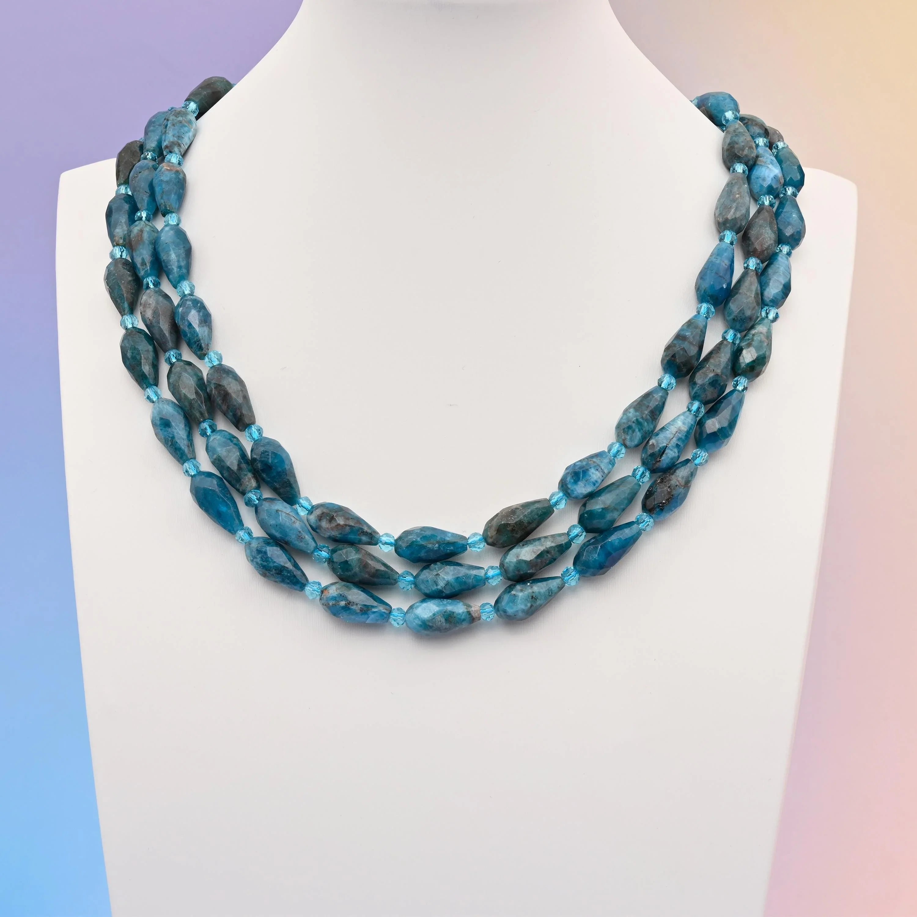 Blue Apatite faceted teardrop beads, 16x8mm, sold per 15.5 inch strand