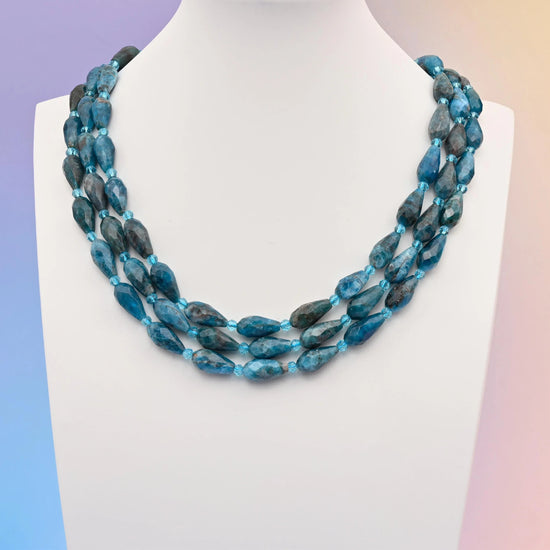 Blue Apatite faceted teardrop beads, 16x8mm, sold per 15.5 inch strand