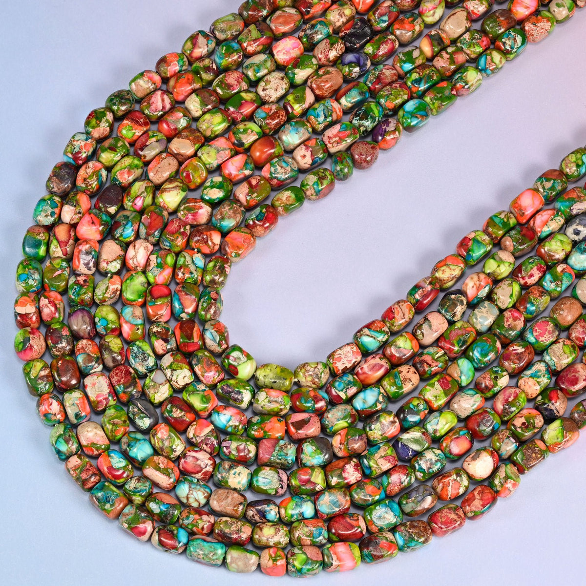 Green Dyed Sea Sediment Jasper Nugget Beads, 15 inch strand