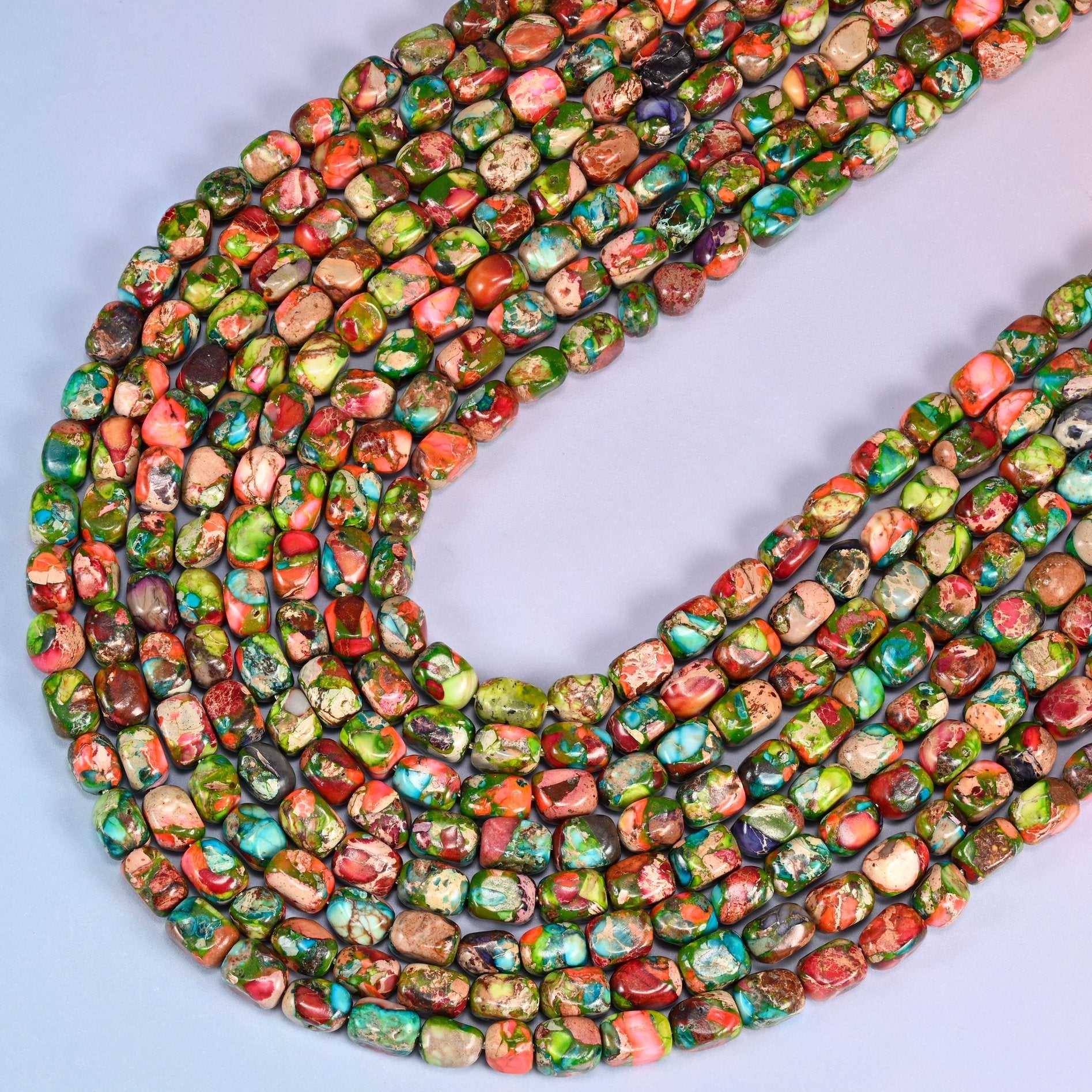 Green Dyed Sea Sediment Jasper Nugget Beads, 15 inch strand