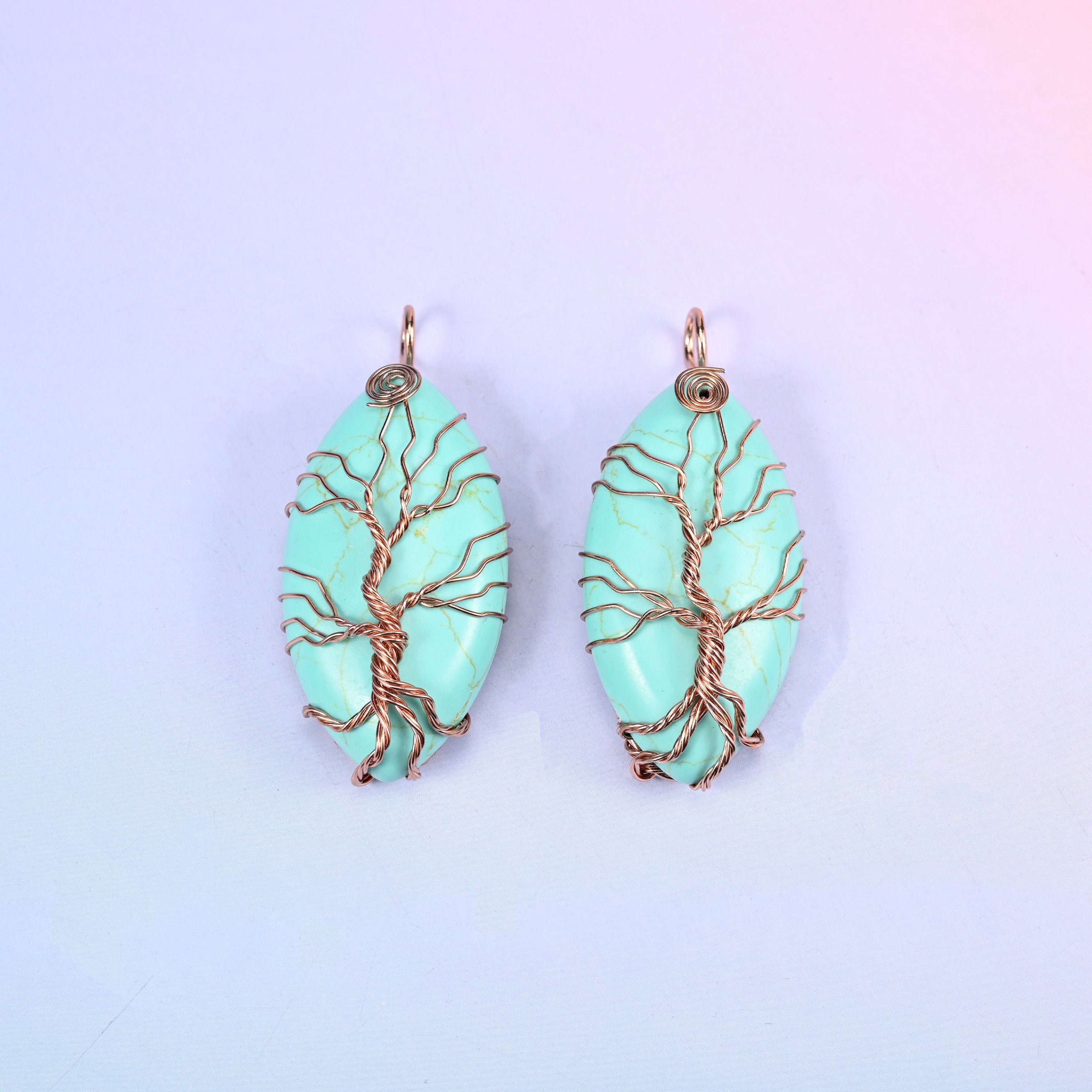 Oval Crystal Pendant with Copper Wired Tree