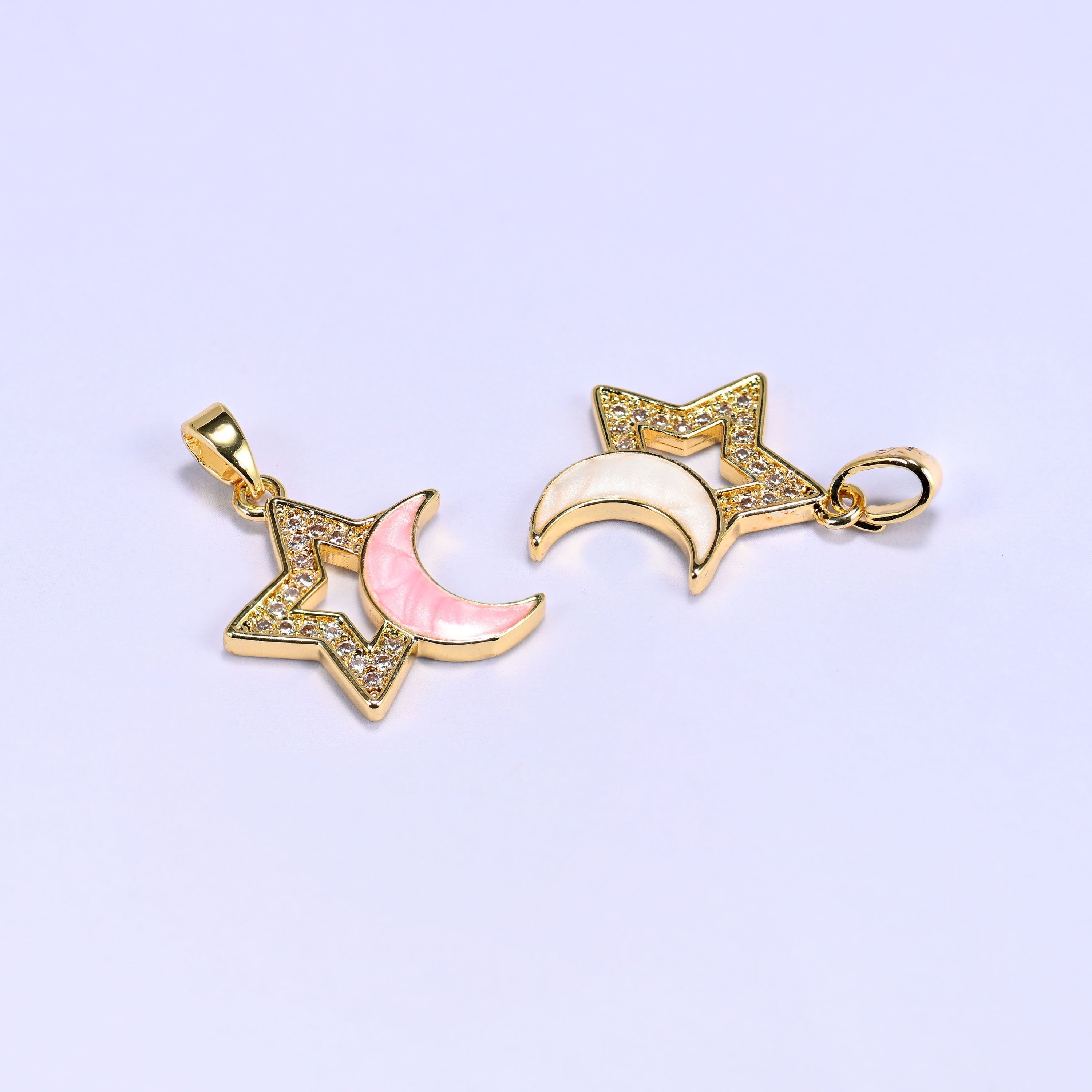 Star Shell Moon Zircon Charms, sold individually