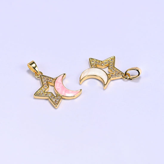 Star Shell Moon Zircon Charms, sold individually