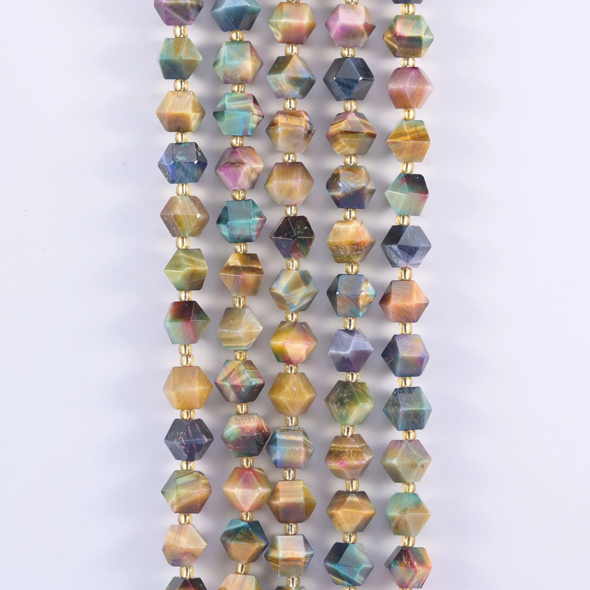 Colorful Galaxy Tiger Eye faceted diamond rhombus beads for jewelry making