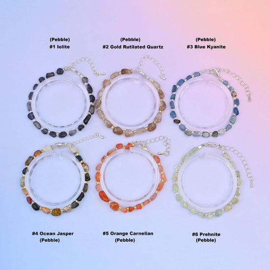 Gemstone chip bead bracelet with silver plated lobster clasp