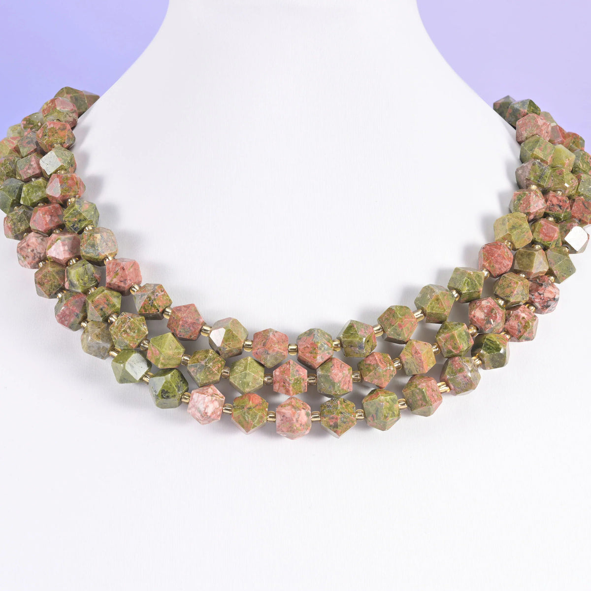 Diamond Rhombus Gemstone Beads, same cut repeated across eight colourways.