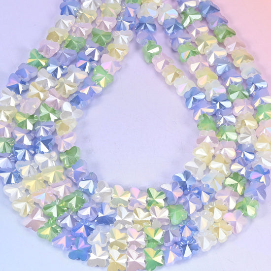 Colorful Frosted Butterfly Glass Beads 7.6x9.6mm, hole approximately 1.0mm