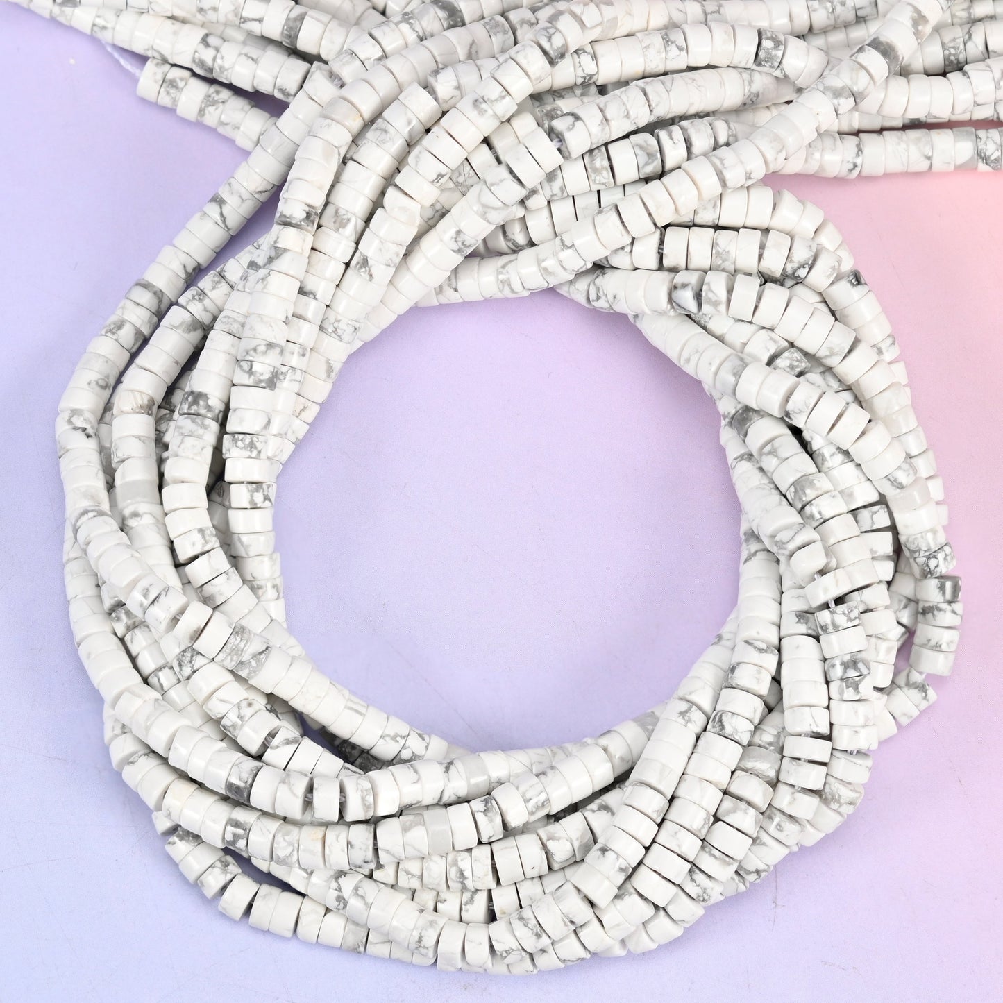 White Howlite Smooth Heishi Disc Beads: Jewelry Making Supply, 15.5 Inch Strand