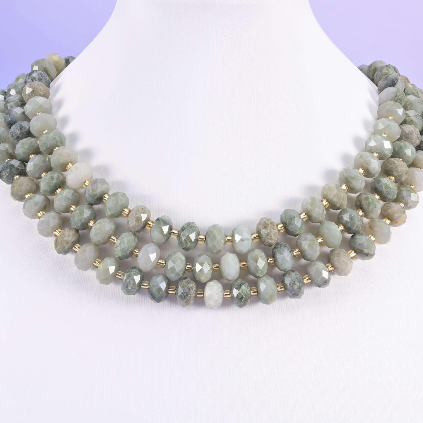 Green Rabbit Fur Quartz beads, faceted rondelle, 6x10mm