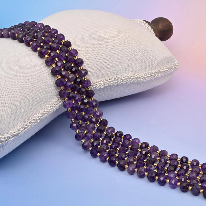 Purple Amethyst Faceted Rondelle Beads 6x8mm
