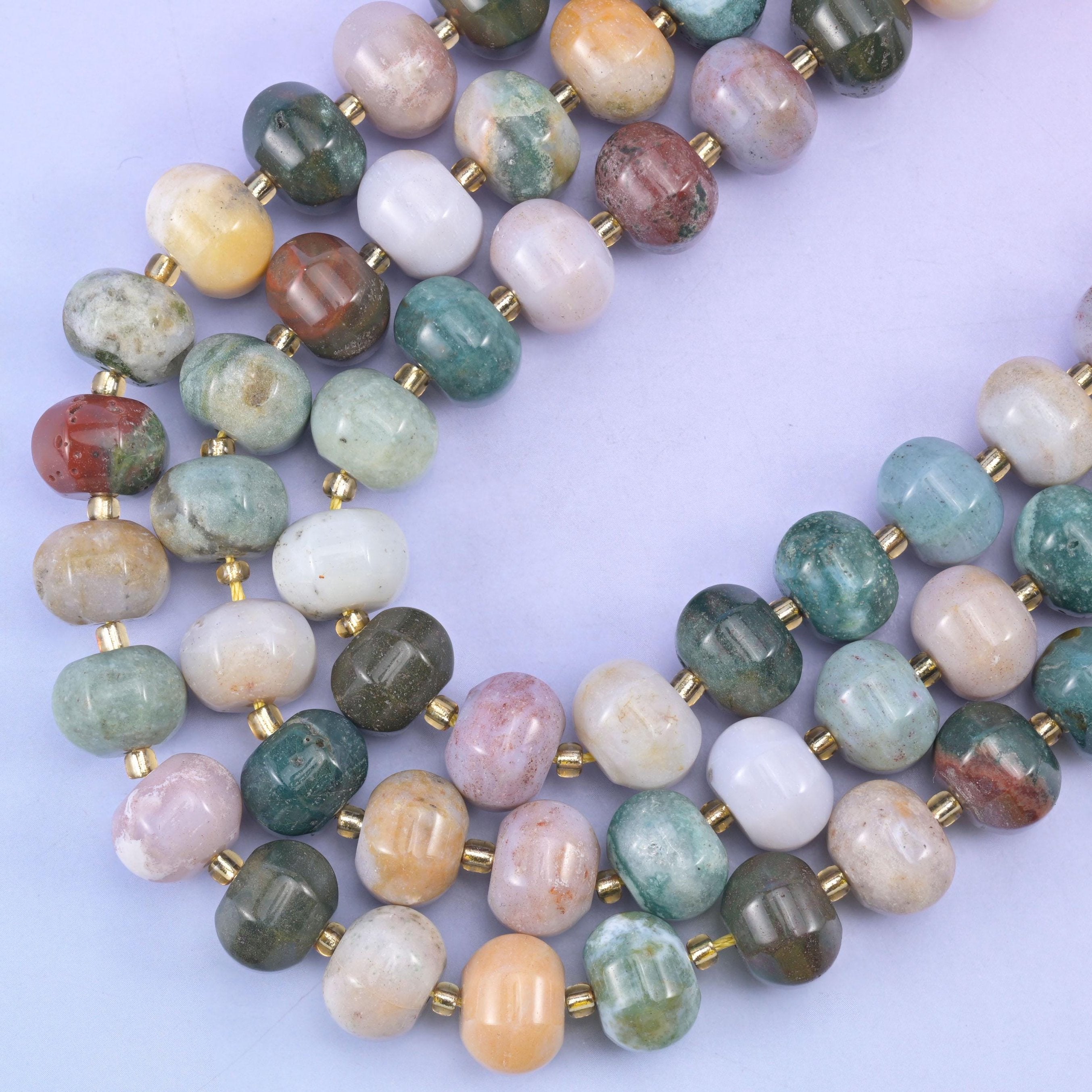 Indian agate pumpkin beads, hole approximately 1.4mm