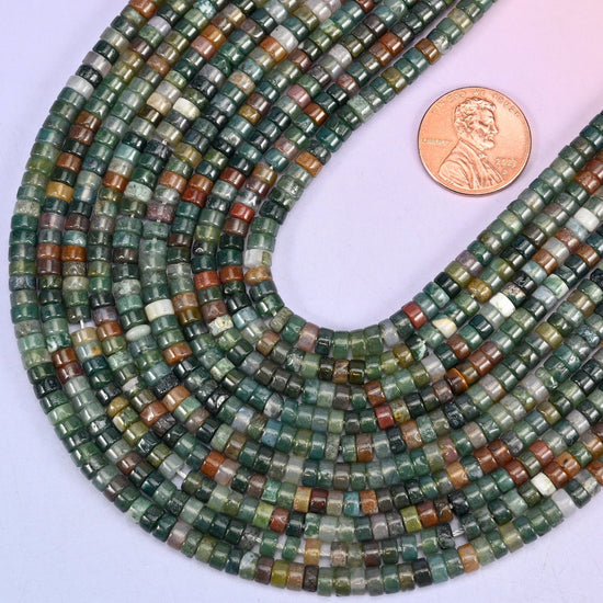Heishi disc cut Indian Agate beads