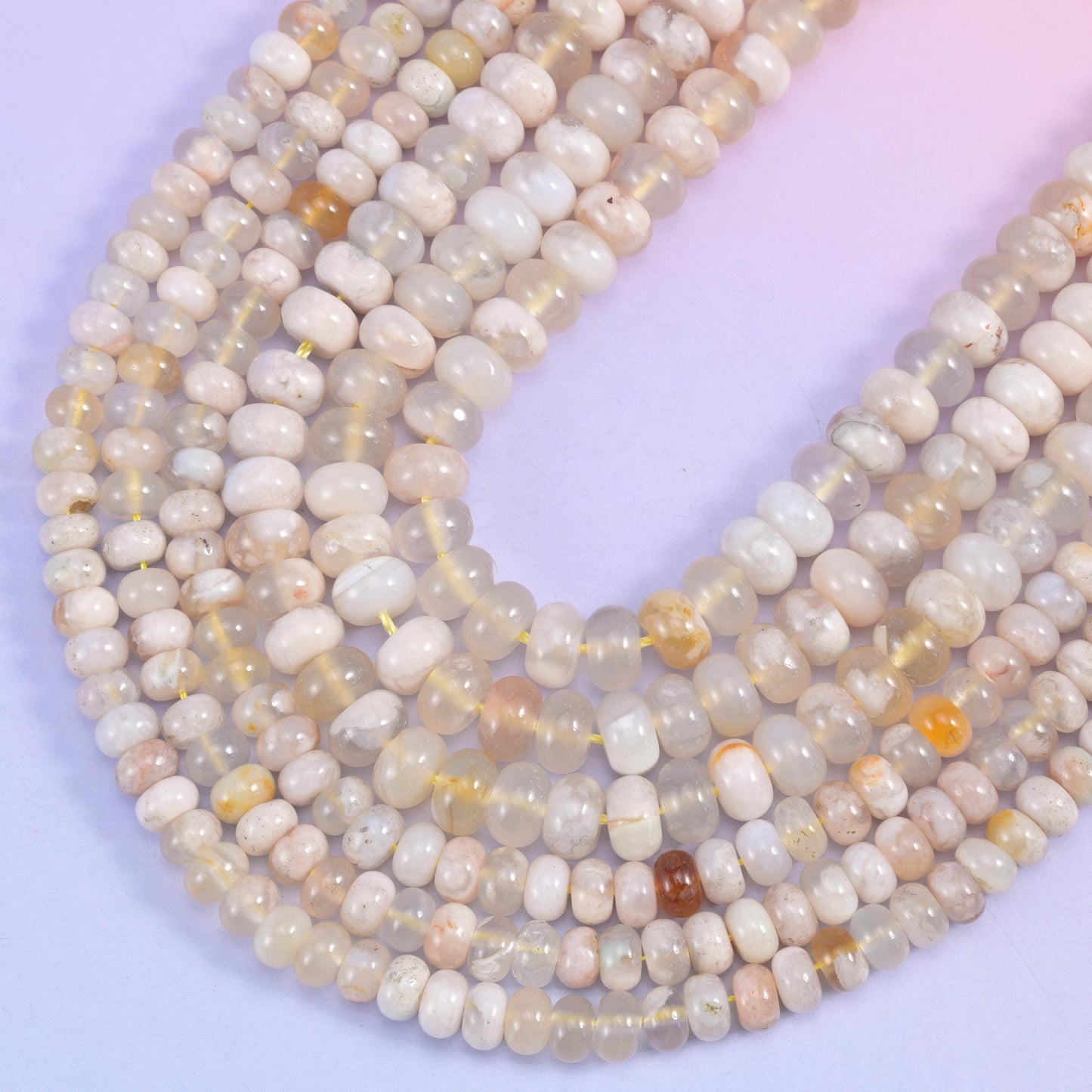Sakura Agate rondelle beads, 1.0mm to 1.2mm centre-drilled hole