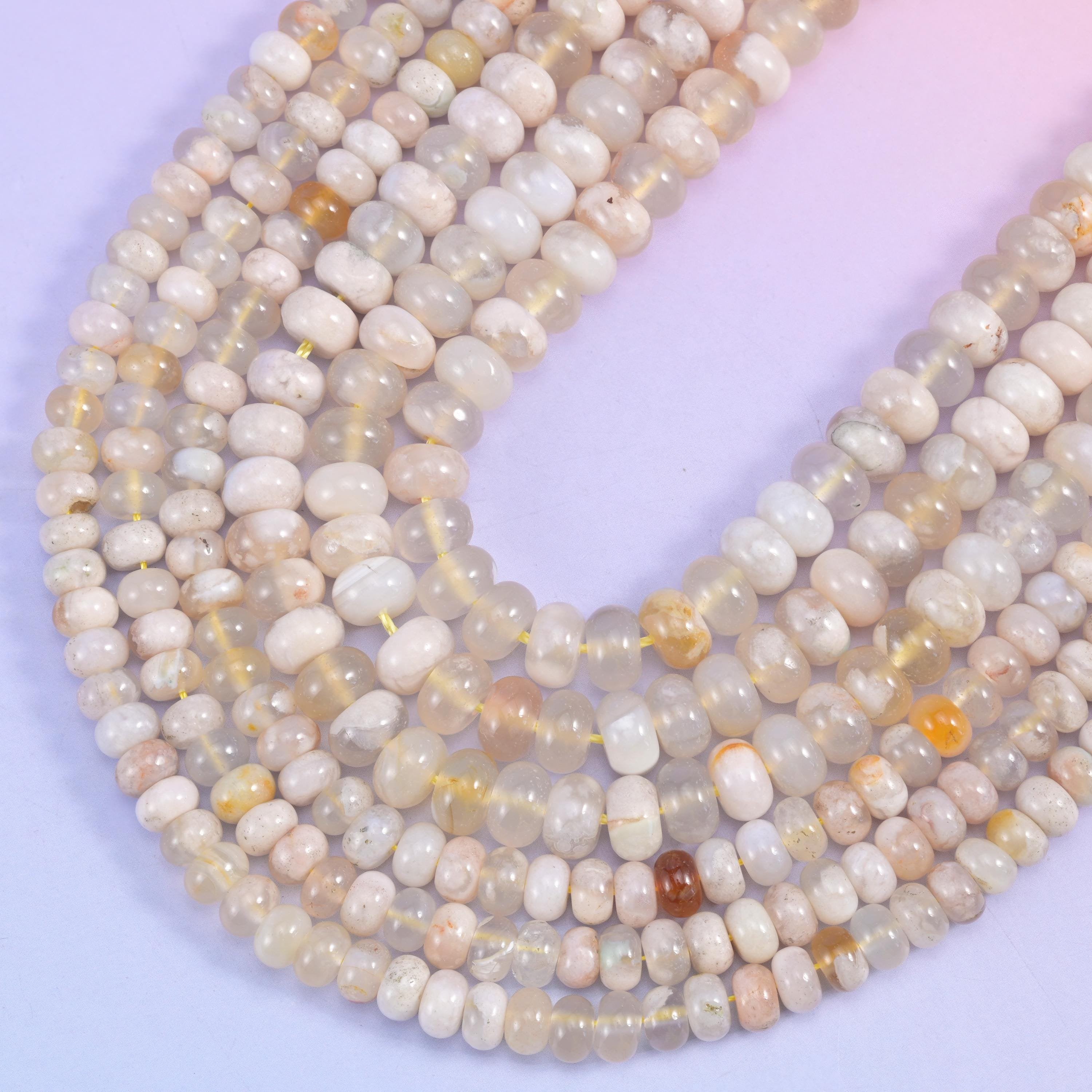 Sakura Agate rondelle beads, 1.0mm to 1.2mm centre-drilled hole