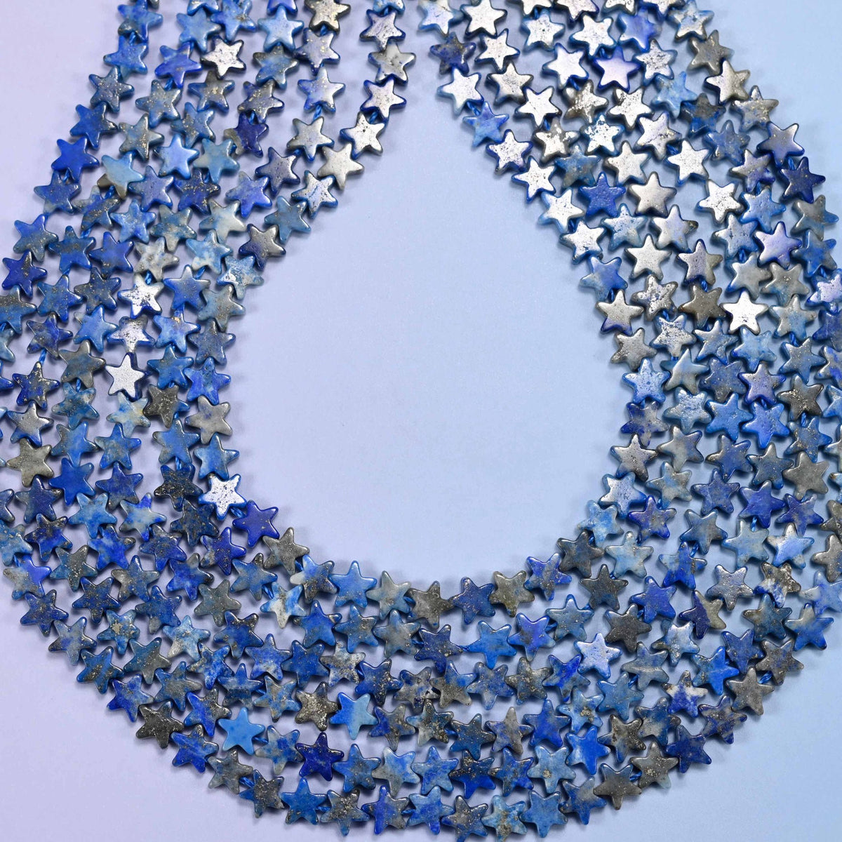 Lapis lazuli flat star beads, hole 0.8mm