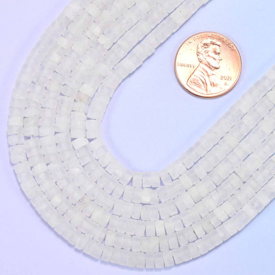 Matte clear quartz heishi disc beads, hole 1.0mm
