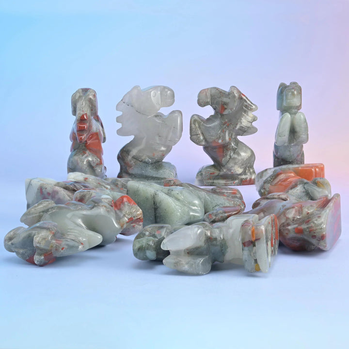 Carved natural stone horse figurine, about 1.6 oz, sold per piece in the stone you select