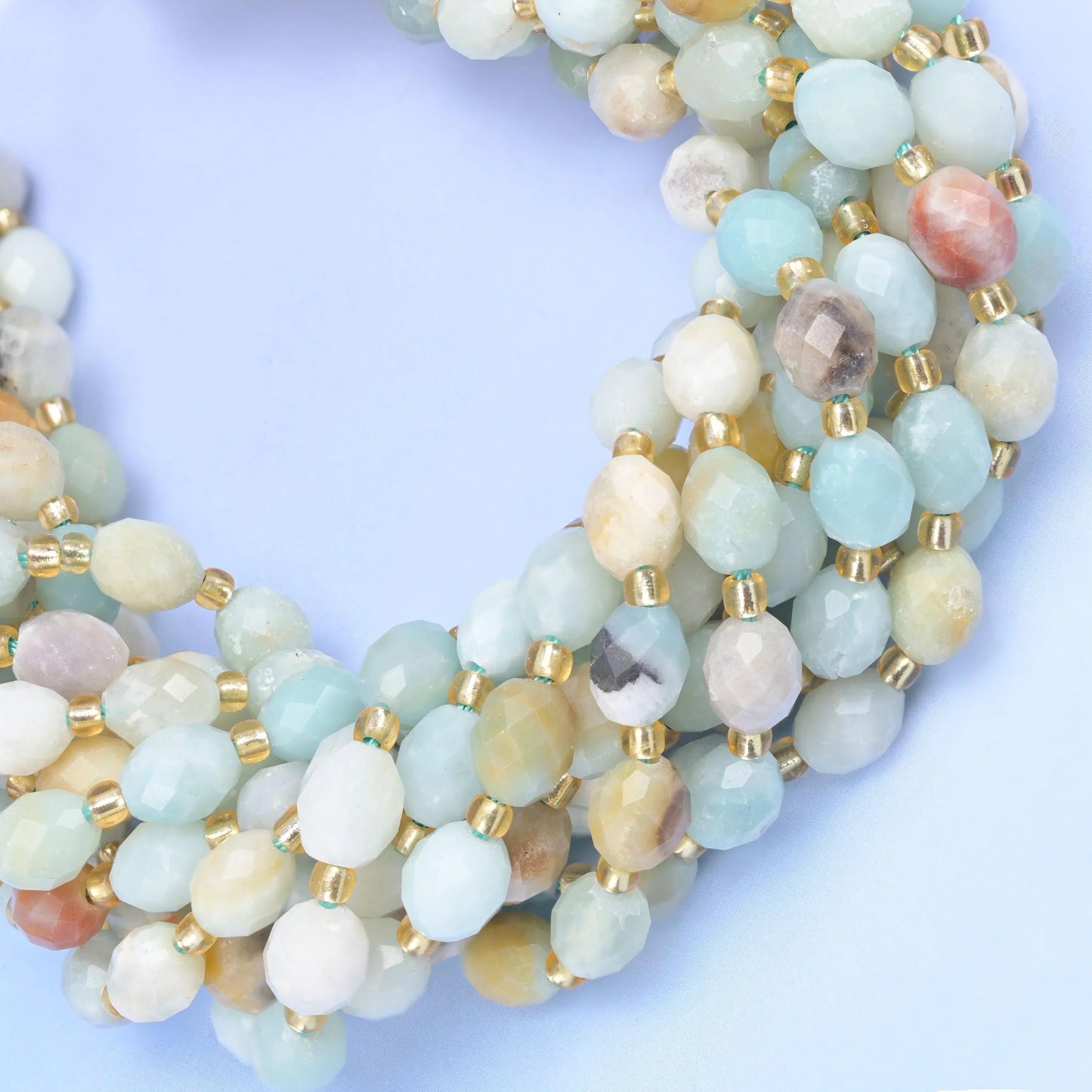 Multi-Color Amazonite Faceted Rice Barrel Beads, hole approximately 1.0mm