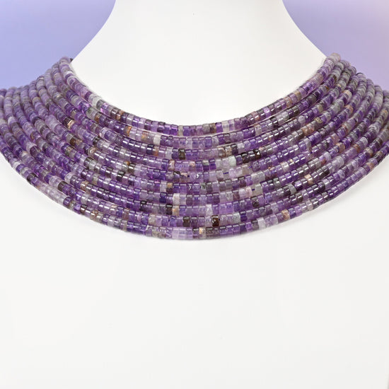 Amethyst beads, smooth heishi disc, 2 x 4mm
