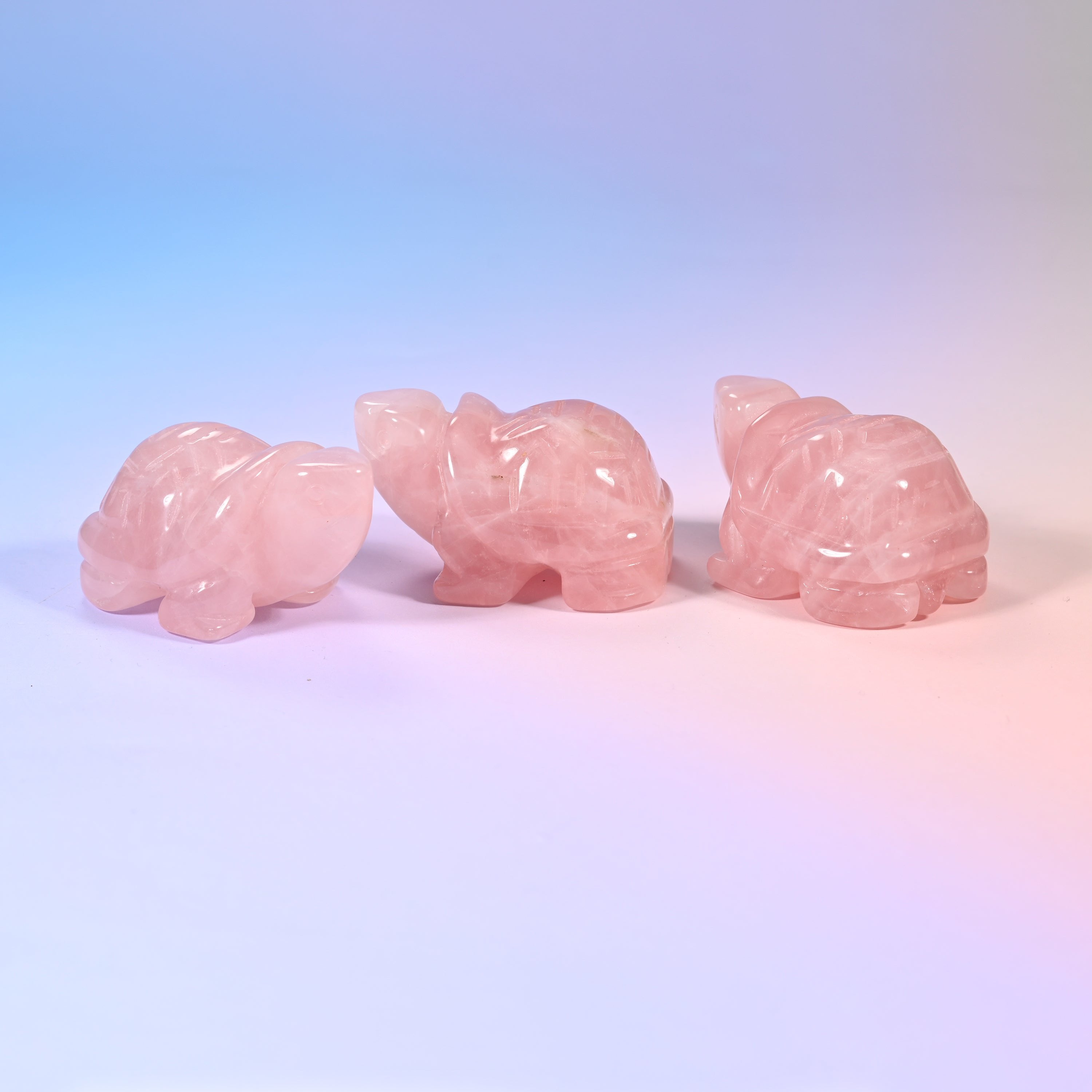 Turtle Crystal Figurine, hand-carved gemstone turtle polished to a high shine