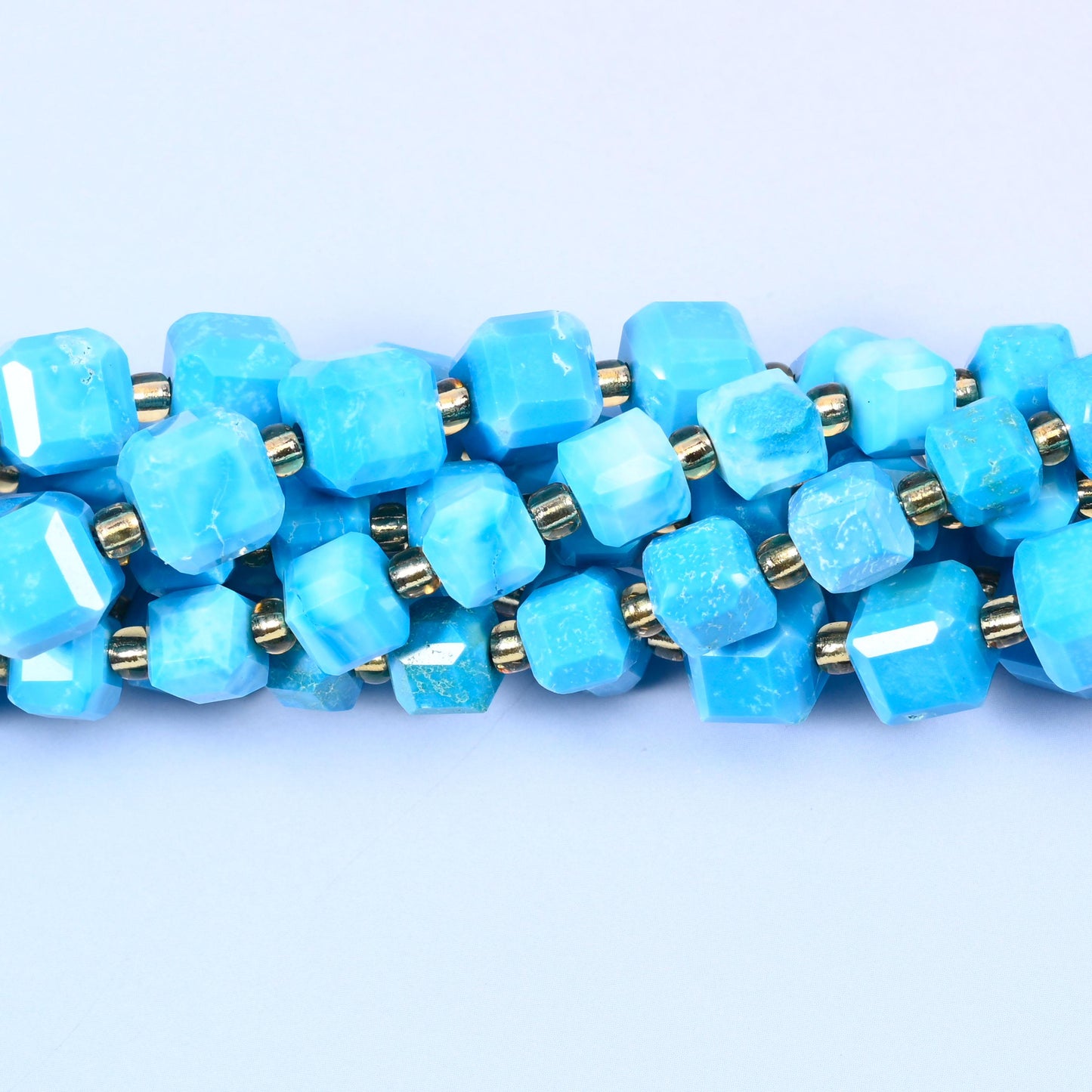Dyed Blue Howlite Faceted Cube Beads, sold per 15 inch strand