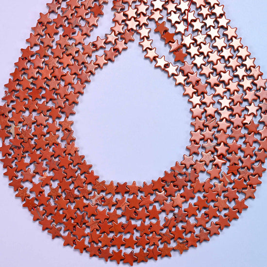 Red jasper flat star beads, hole 0.8mm