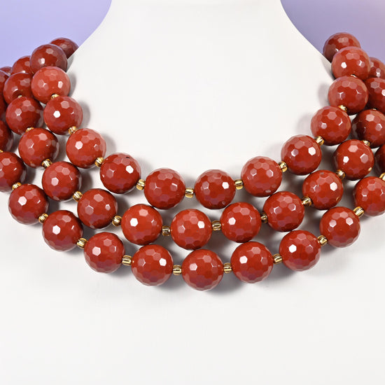 Red Jasper beads, faceted round, 16mm