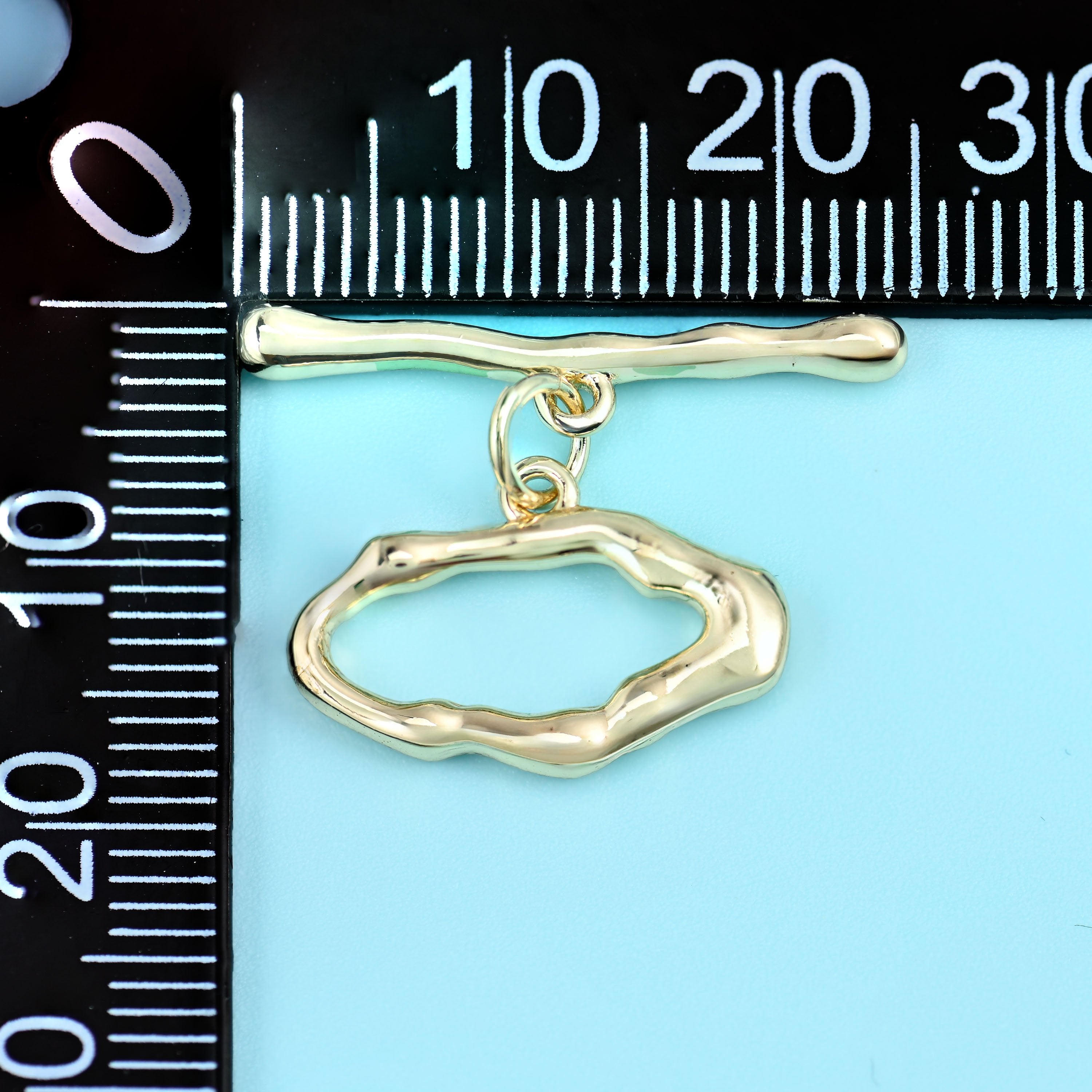 18K gold filled freeform toggle clasp, brass base