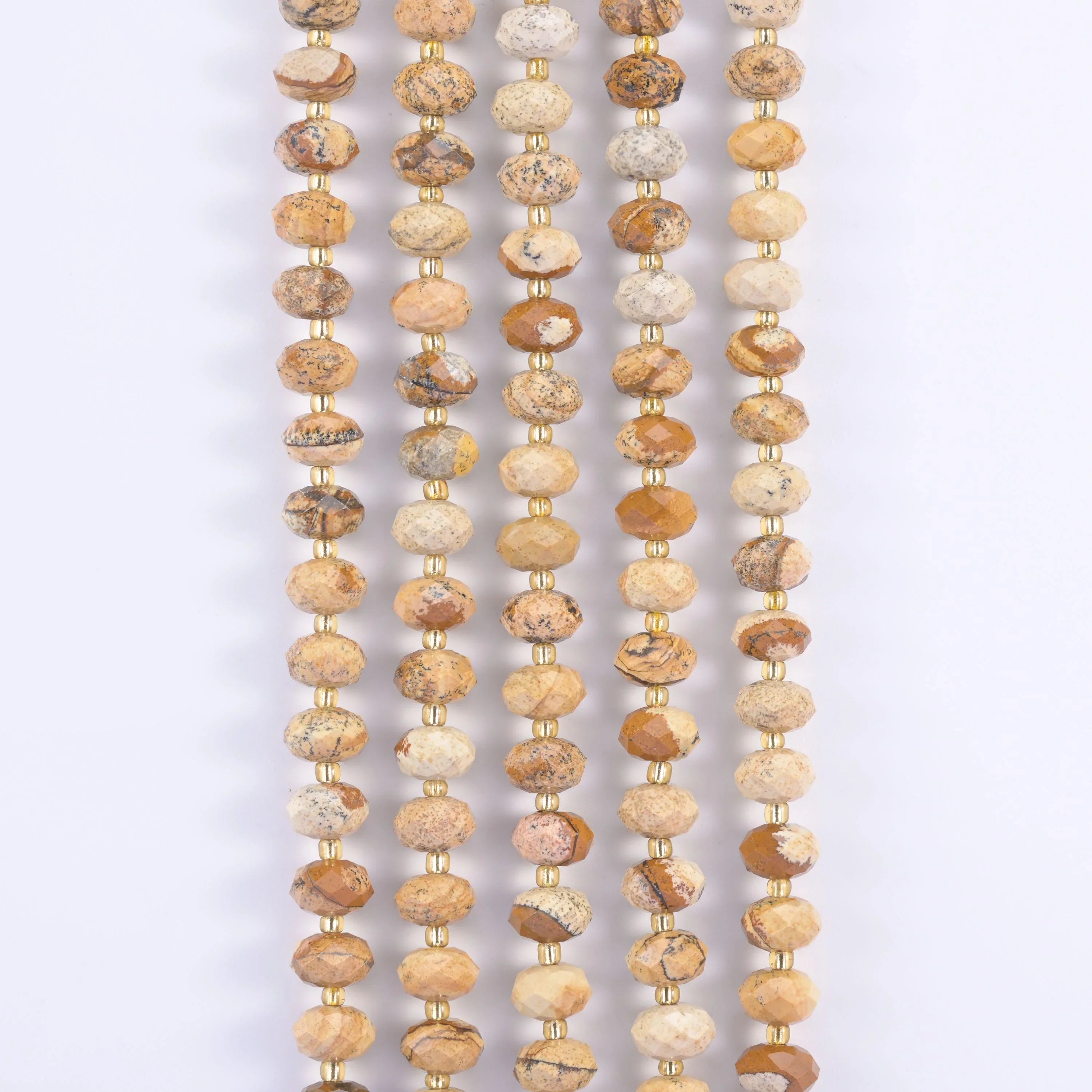 Picture Jasper Faceted Rondelle Beads, 15.5 inch strand