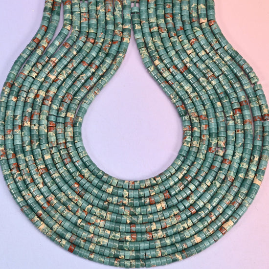 Blue Sea Sediment Jasper Heishi Disc Beads 2x4mm, hole 1.0mm, centre drilled, +/- 0.2mm