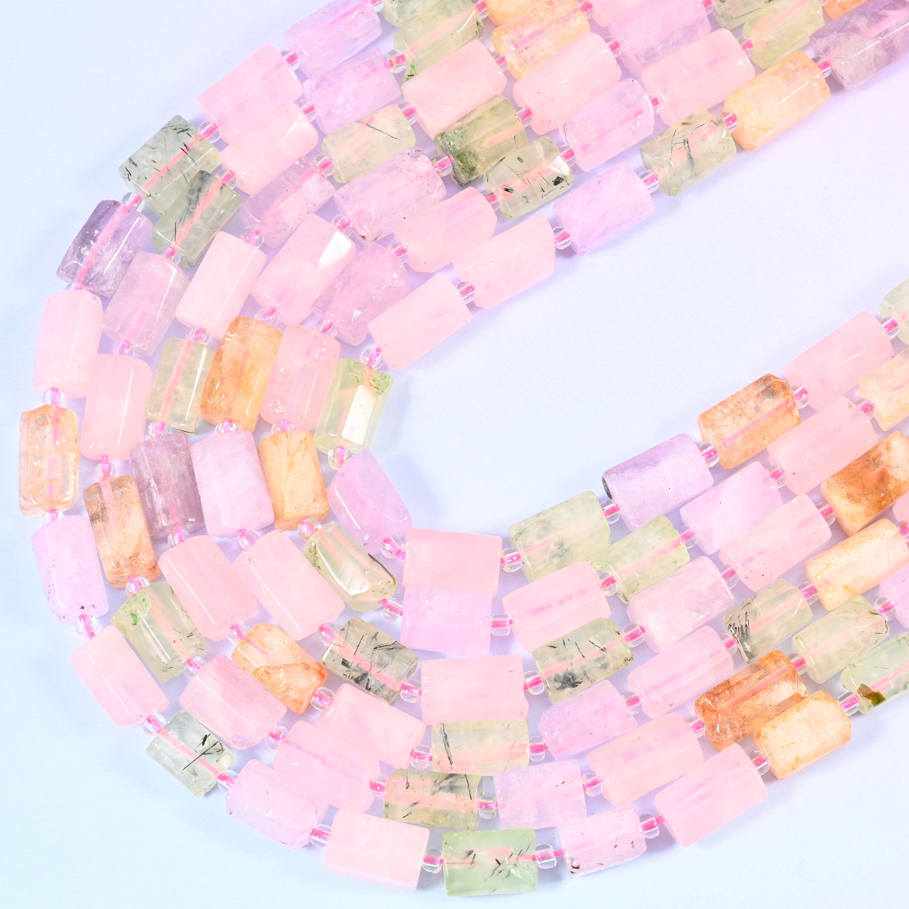 Colorful Mixed Gemstone Faceted Tube Beads 12x8mm, 15.5 inches