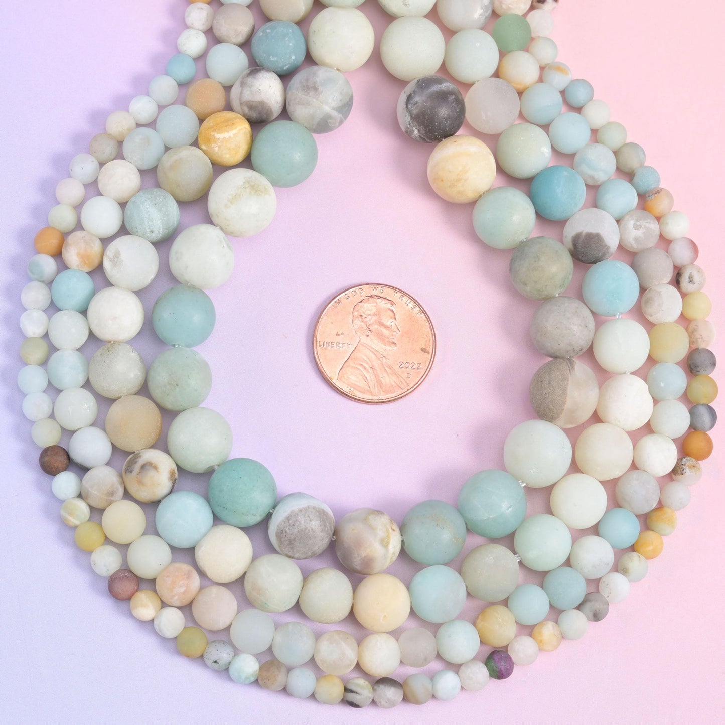 Multi-Color Amazonite Matte Round Beads, sanded to a velvety no-shine finish