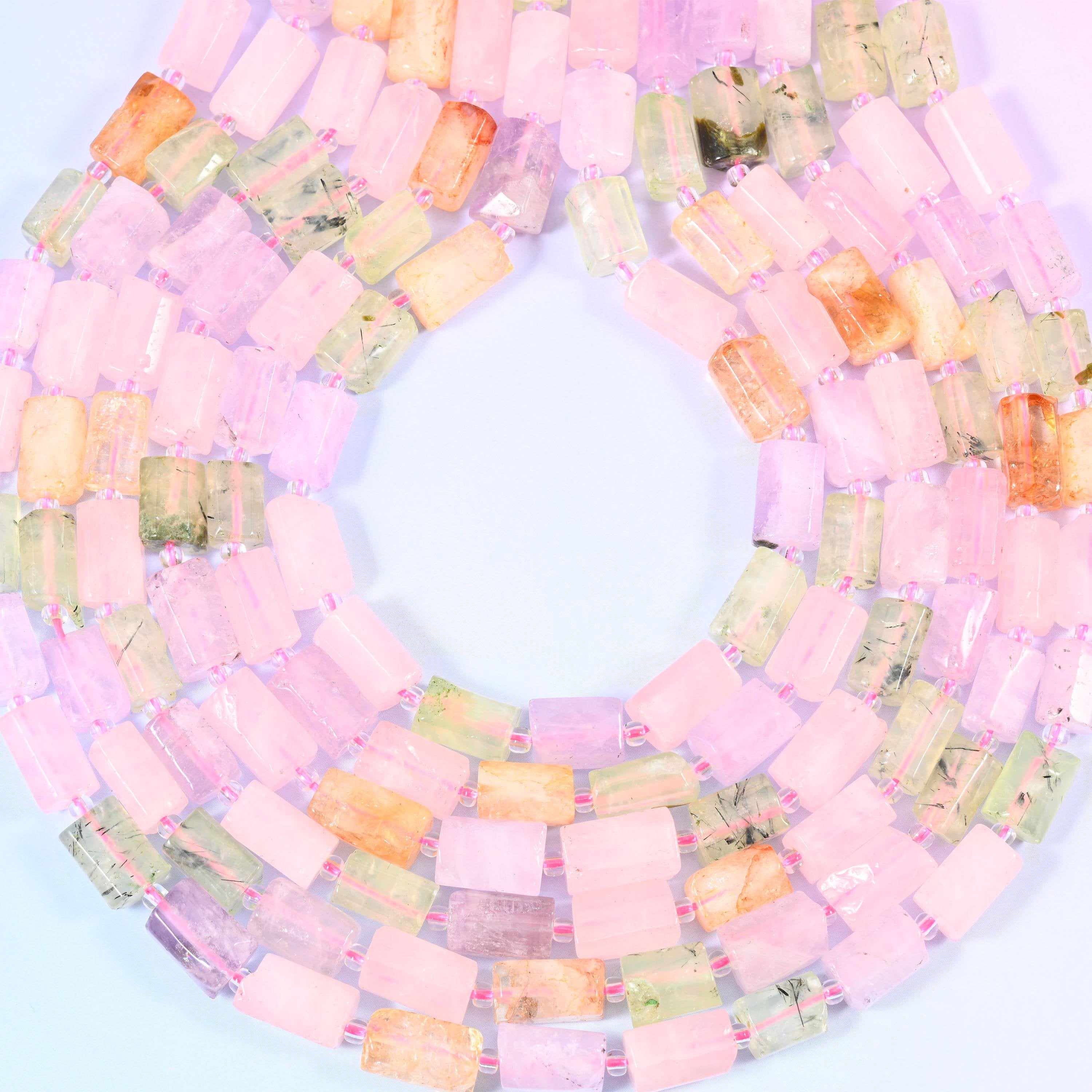 Colorful Mixed Gemstone Faceted Tube Beads 12x8mm, hole 1.0mm, center drilled