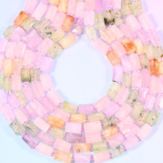 Colorful Mixed Gemstone Faceted Tube Beads 12x8mm, hole 1.0mm, center drilled