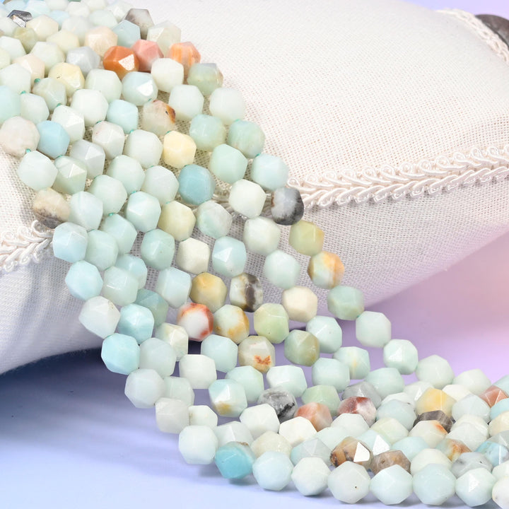 Multi-Color Amazonite Faceted Diamond Star Cut Beads for jewelry making