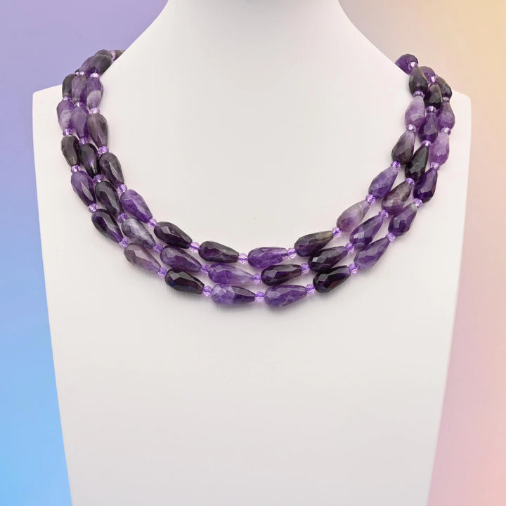 Amethyst faceted teardrop beads, 16x8mm, sold per 15.5 inch strand