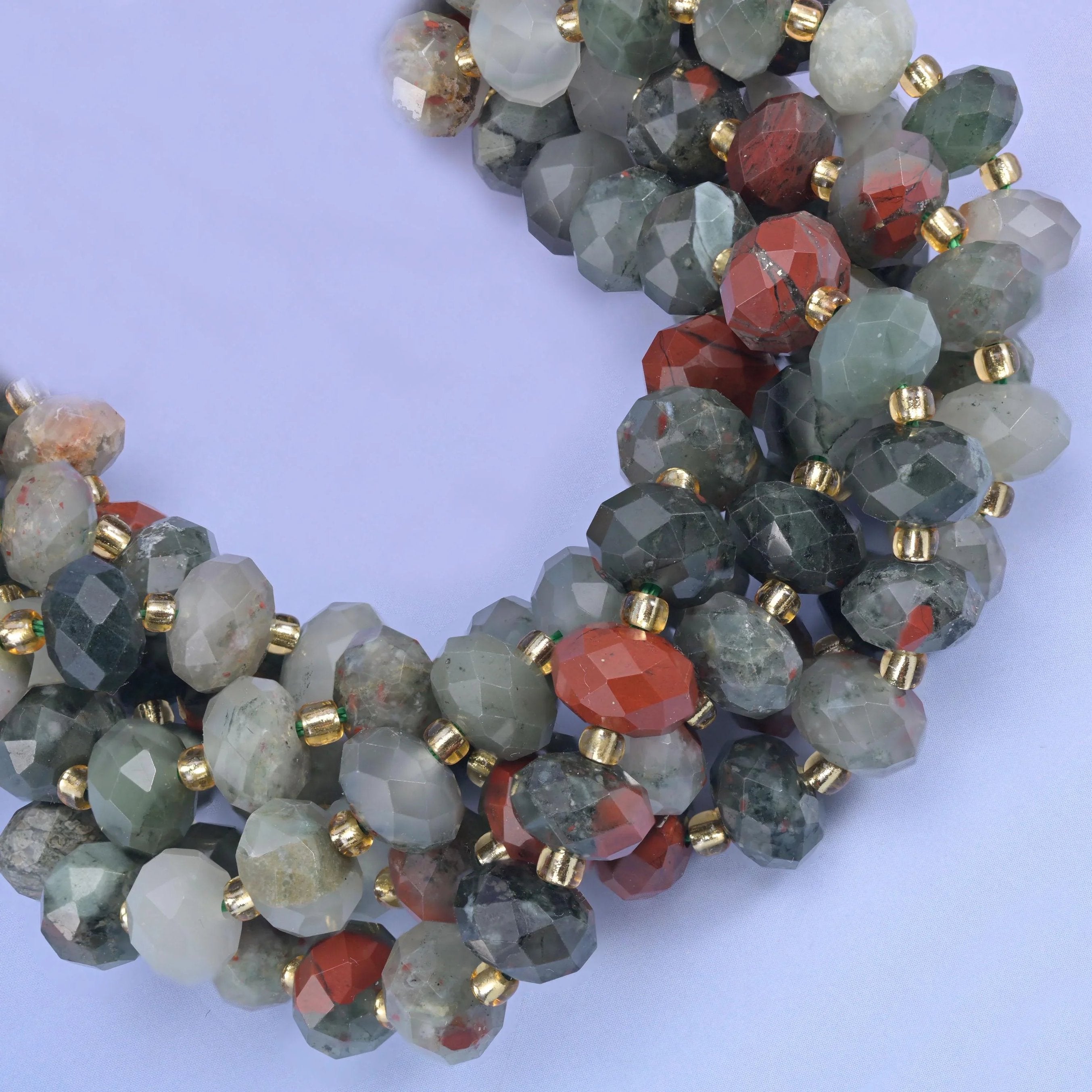 Faceted rondelle cut african bloodstone beads