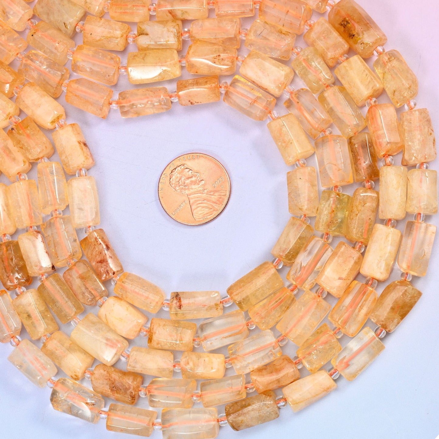 Citrine Faceted Tube Beads 12x8mm, approximately 29 beads per strand