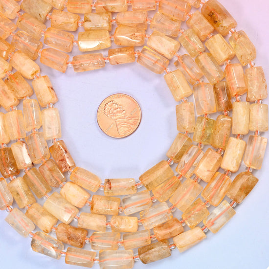 Citrine Faceted Tube Beads 12x8mm, approximately 29 beads per strand