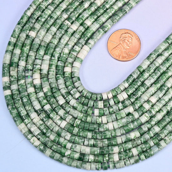 Smooth heishi disc cut Tree Agate beads