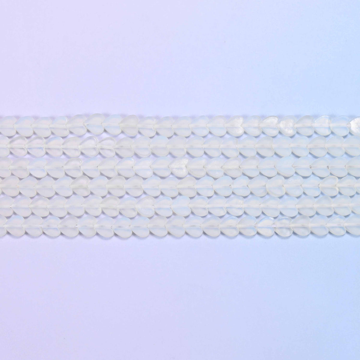 Matte Opalite Flat Heart Beads, 15 inch strand