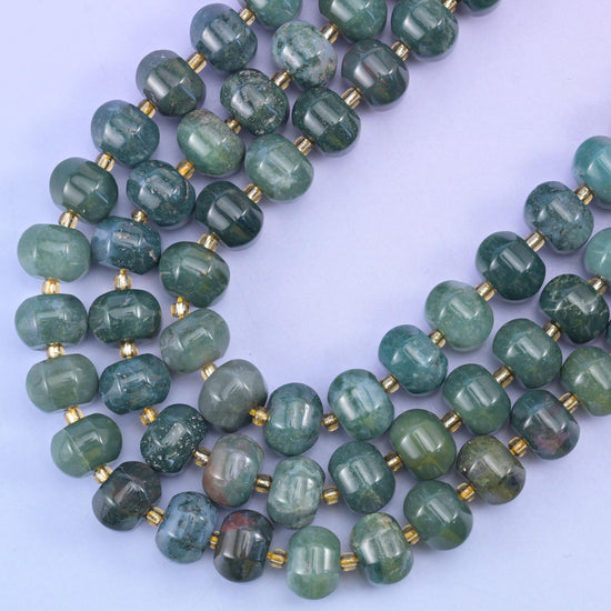 Moss agate pumpkin beads, hole approximately 1.4mm