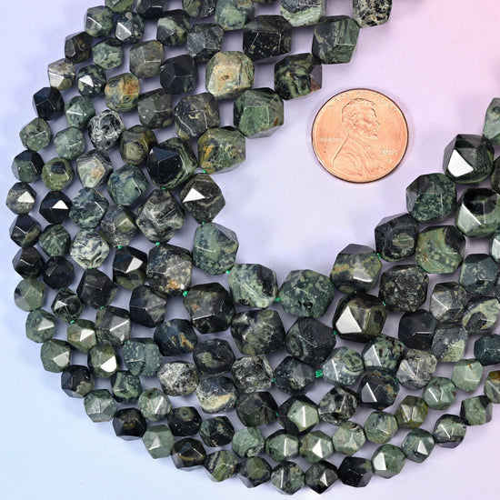 Diamond star cut natural Kambaba Jasper beads
