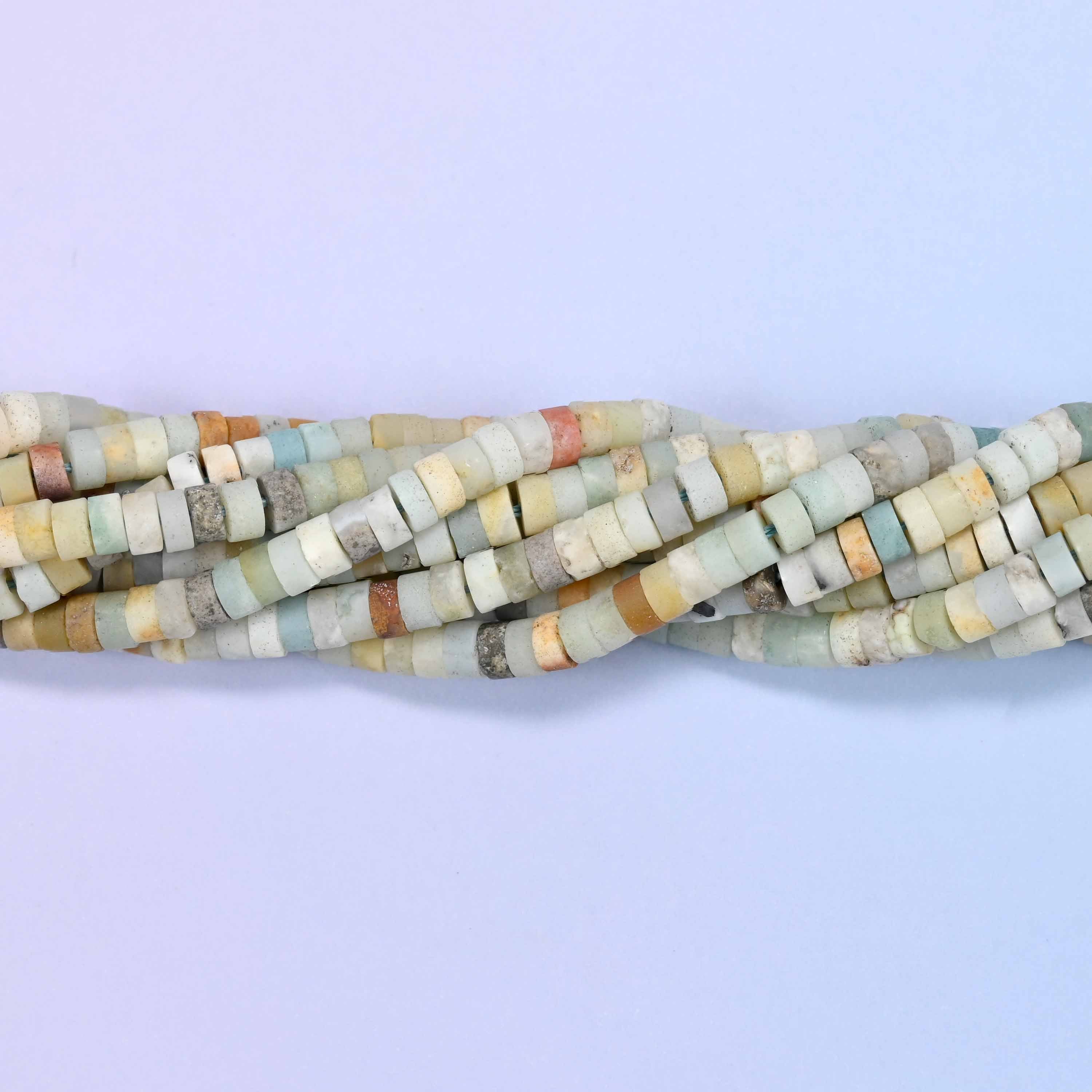 Matte Multicolor Amazonite Heishi Disc Beads: Jewelry Making Supply, 15 Inch Strand