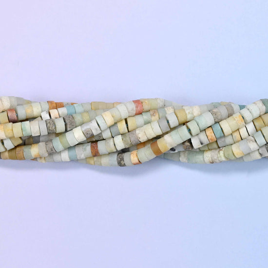 Matte Multicolor Amazonite Heishi Disc Beads: Jewelry Making Supply, 15 Inch Strand
